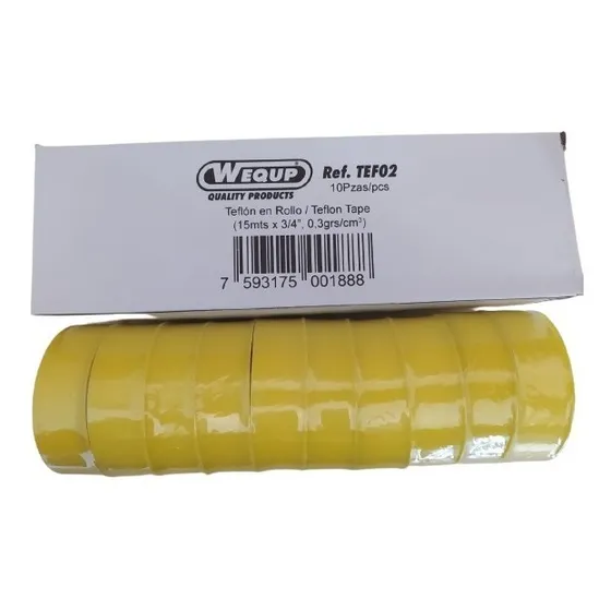 Teflon En Rollo/ 15mts X 3/4/ Pack 10 Und