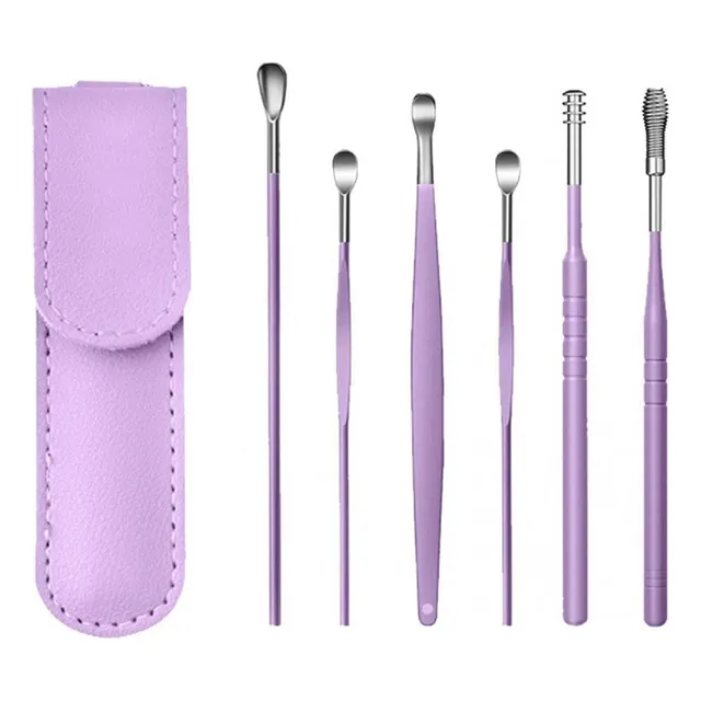 Set 6 Herramientas De Acero Limpieza Oido + Funda