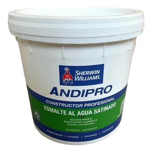 Esmalte Al Agua Sherwin Williams - Tineta 4 Gl Acabado Satinado Color Blanco