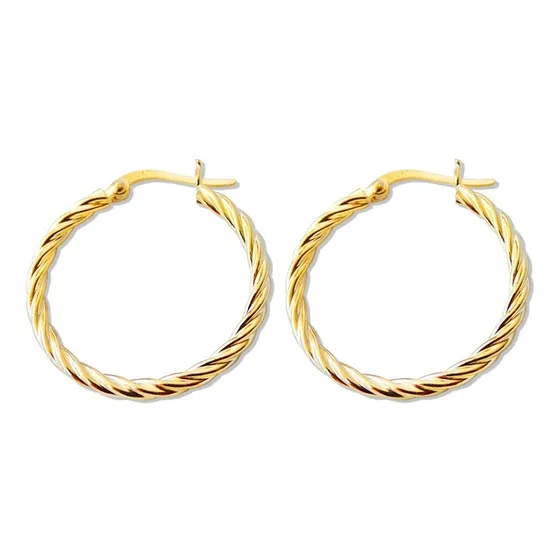 Argollas De Plata Baño De Oro Concon 30mm
