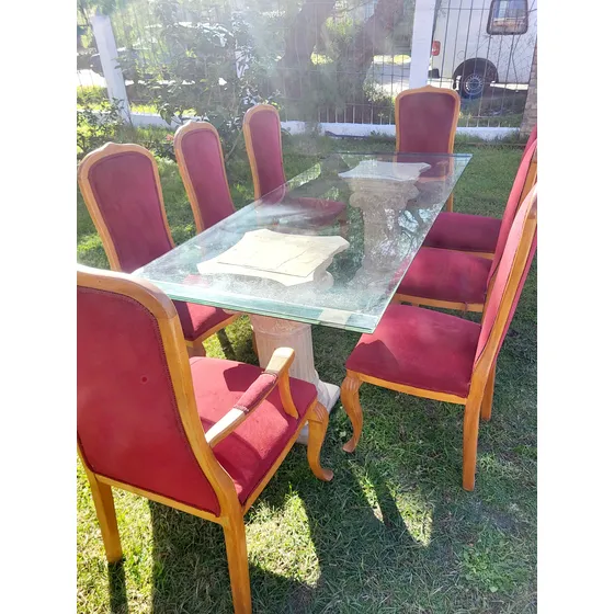 Juego De Comedor De Estilo Perfecto Estado Rojo Liso