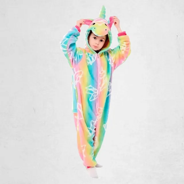Pijama Niños Invierno Plush Stitch Dinosaurio Unicornio