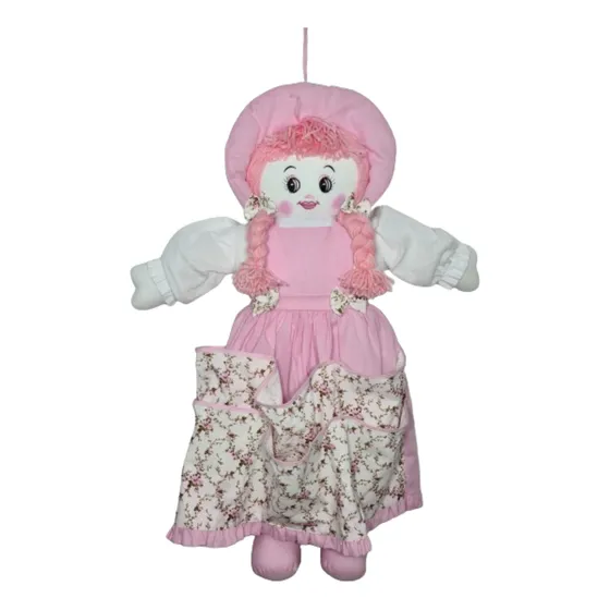 Boneca De Pano Porta Fralda Menina Decoração Quarto Bebê 