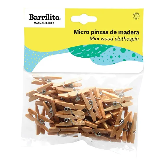 Pinzas Madera Micro Natural Mini Pqtx24un