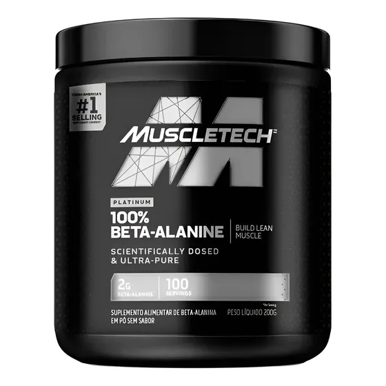 Beta Alanina Muscletech 100% Pura 200g Pre Treino Sem Sabor