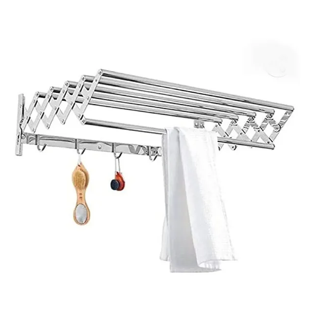 Toallero Extensible Tipo Acordeón De 60cm, Acero Inox. Brill