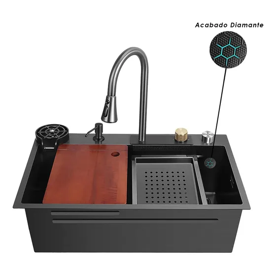 Fregadero Multi Funciónal Acero Inoxidable Negro Diamante