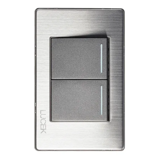 Placa Metálica Con 2 Apagadores De 1.5 Módulos Anodizado