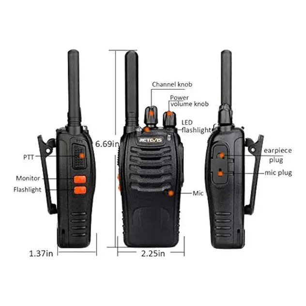 Retevis H-777 Radios De 2 Vías Uhf De Largo Alcance 16ch Wal