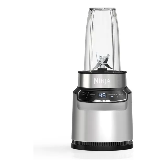 Licuadora Extractor Ninja Nutrí Blender Pro Auto-iq Con 2 Vasos De 24Oz 710ml Cuchillas Extractoras Display Táctil 1100W Color Plateado Bn401