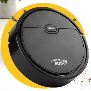 Robô Aspirador Inteligente 3 Em 1 Varre Aspira Pano Sensor Preto 127/220v