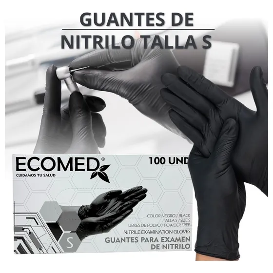 Guantes De Nitrilo Negros. Talla S Bulto X 1000 Unds