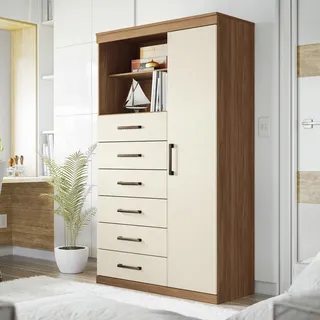 Comoda Multiuso 1 Porta 6 Gavetas Maraba Santos Andira Cor Jatoba/areia Comoda Multiuso 1 Porta 6 Gavetas Maraba Santos Andira Cor Jatoba/areia