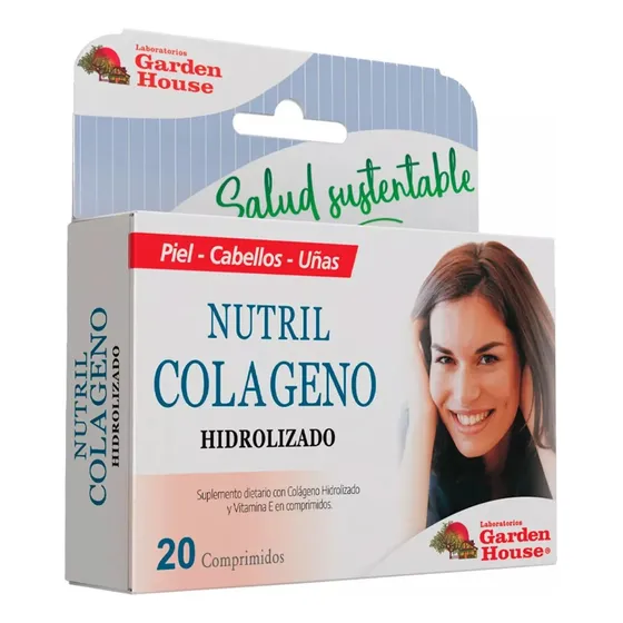 Nutril Colágeno Garden House Vitamina E 20 Comprimidos Sabor Sin Sabor