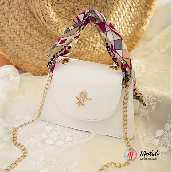 Cartera Mini Bolso Bandolera Con Cadenita Y Seda A La Moda