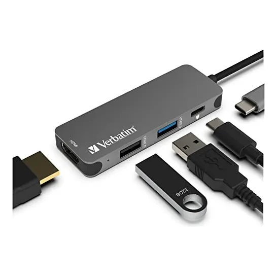 Adaptador Hub Usb C Verbatim 4 En 1 Con Dongle - Entrega De