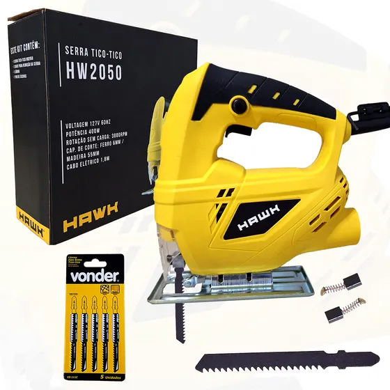 Serra Tico Tico 400W com Jogo de 5 Laminas Vonder Profissional P/ Madeira Alumínio E Aço