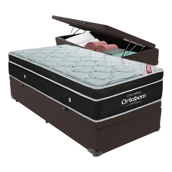 Cama+box Bau Ortobom Colchão Solteiro Mola Ensacada