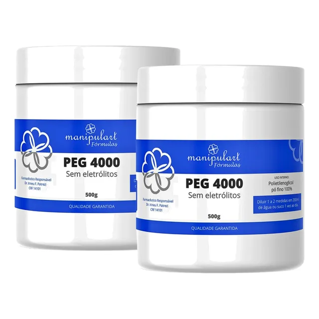 Peg 4000 Polietilenoglicol Puro 500g 2 Potes = 1kg