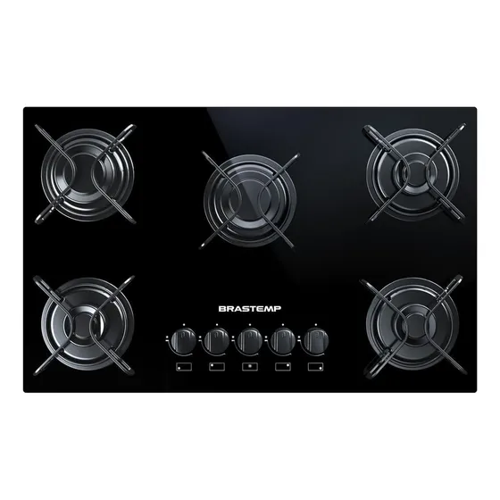 Cooktop 5 bocas a Gás Fogão Eletrico com Grades Piatina e Acendimento Automático Preto BDD75 Brastemp