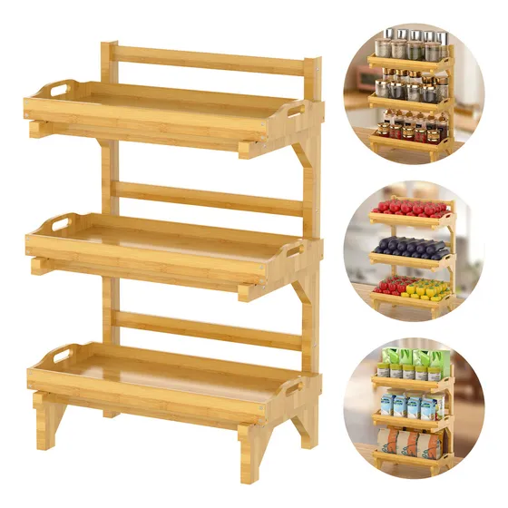 Organizador Estante Frutero Para Cocina De 3 Niveles Color Naranja Oscuro
