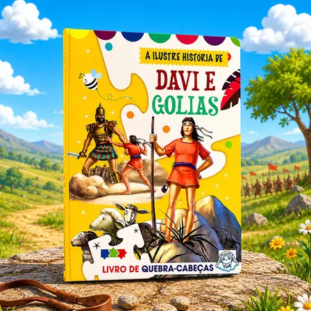 Livro Infantil Bíblico Com 3 Quebra-cabeças Davi E Golias | Ensinamentos Bíblia Leia E Di…