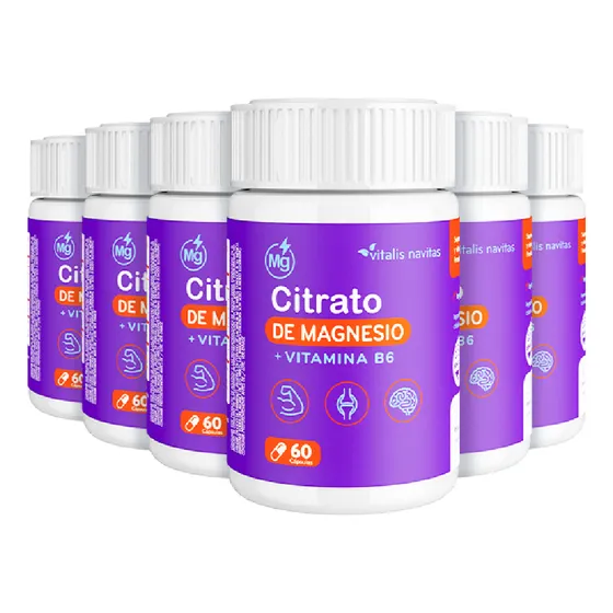 Citrato De Magnesio + Vitamina B6 Suplemento En Cápsulas X6