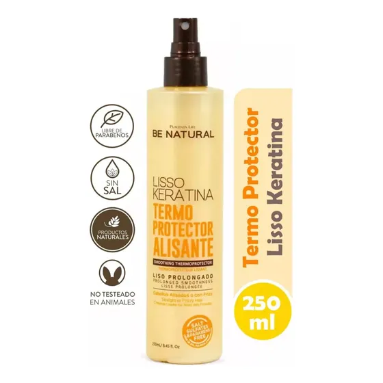 Lisso Keratina Be Natural Termoprotector Alisante Sin Sal 