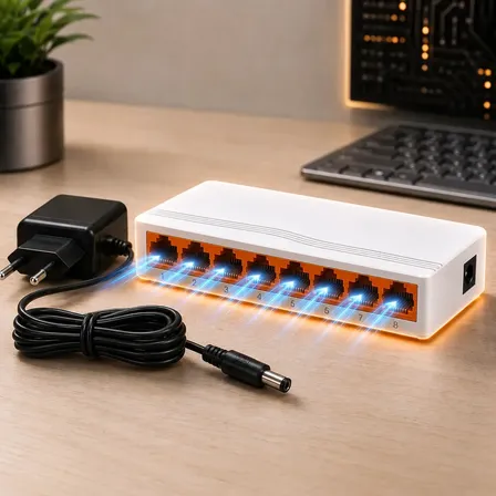Switch Hub Usb 8 Portas RJ45 1000 Mbps Gigabit De Rede Plug And Play Compacto Alta Velocidade Bivolt