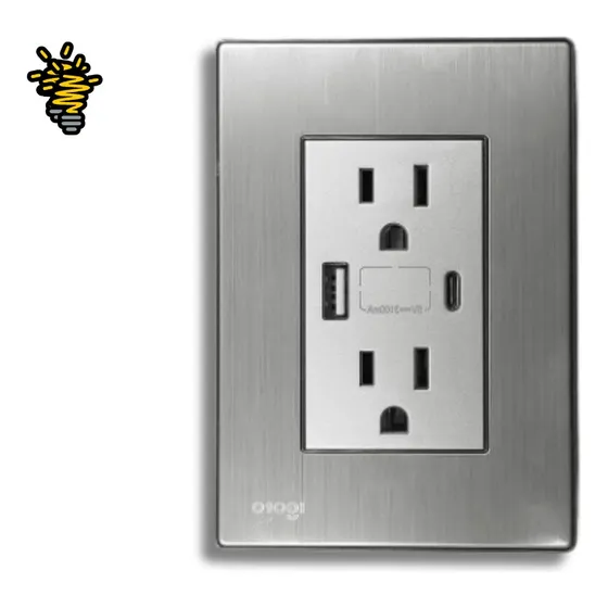 Toma Corriente Doble Con Usb Y Usb Tipo C Igoto Serie Z