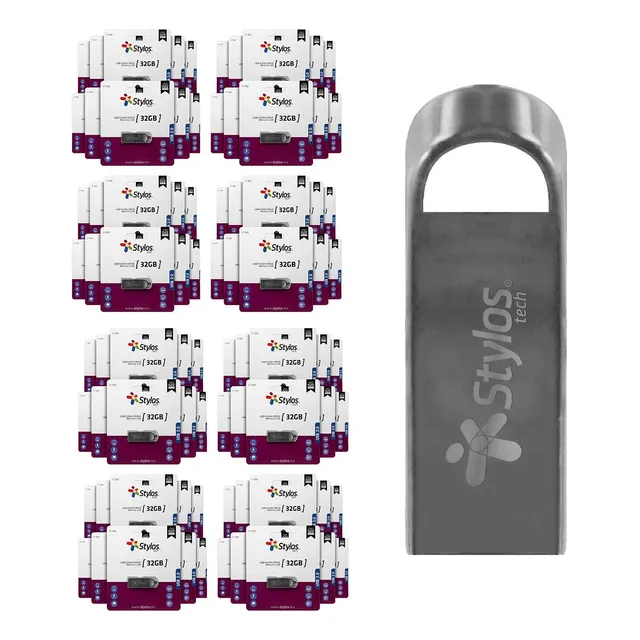 Kit 100 Memoria Usb 32gb Stylos Stmus532b 2.0 St500