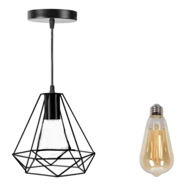 Lámpara Colgante Vintage Modelo Prisma - Negro