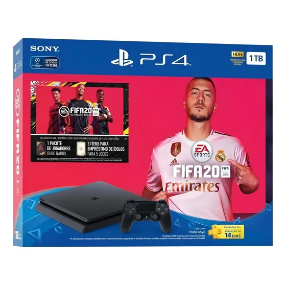 Sony PlayStation 4 Slim 1TB FIFA 20/Extra DualShock 4 Controller cor preto onyx 2020