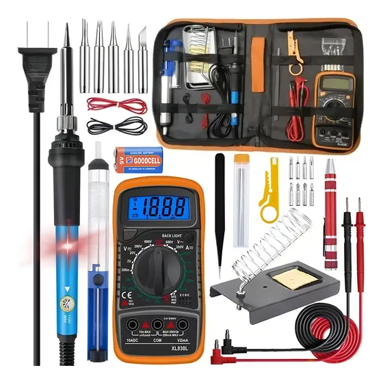 Rq-sik-n4 Kit De Soldador Eléctrico Temperatura Regulable Multímetro