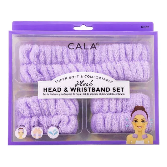 Set De Diadema Y Muñequeras De Felpa Spa Para Skincare Cala Color Lavanda Head And Wristband