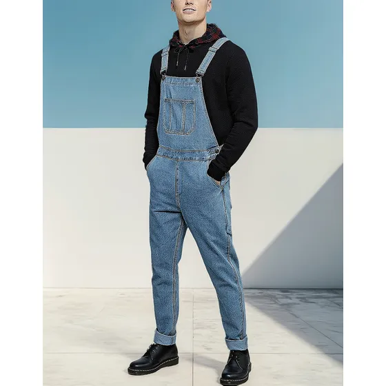 Braga Overol Pantalones Hombre Moda Simple Recta Jeans