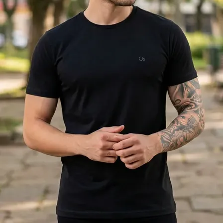 Camiseta Ogochi Básica Algodão Lisa Masculina — conforto, preta