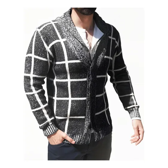 Cardigan / Sweater / Chaleco Hombre A Cuadros Con Botones
