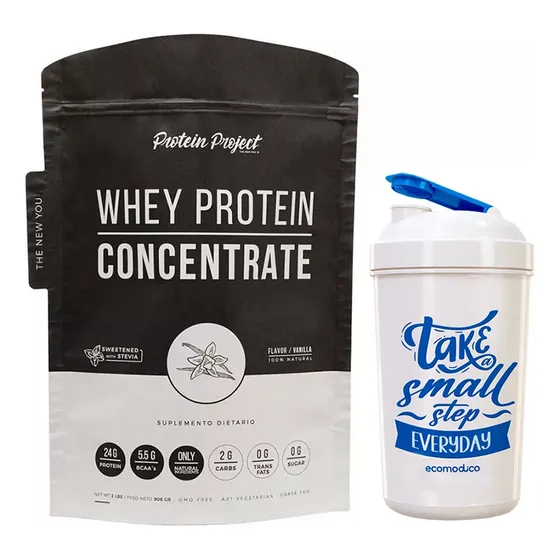 Whey Protein Natural Concentrate 2lb Protein Project + Vaso Sabor Vainilla