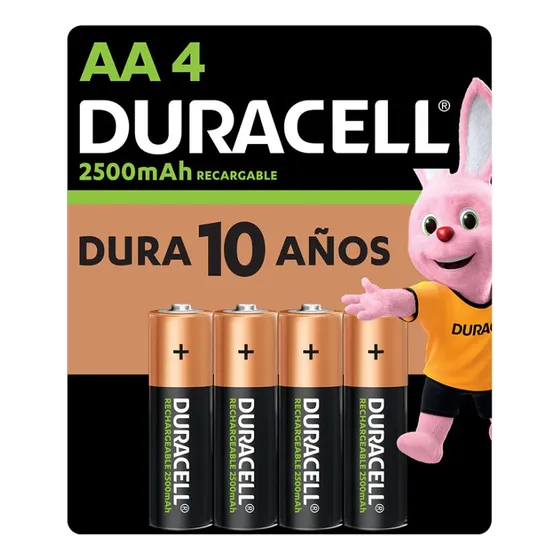 Pila Recargable Duracell Tamaño Aa 4 Unidades 25 Mah