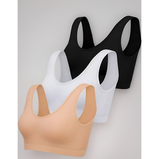 Kit 3 Sutiã Top Regata Microfibra Sem Costura Com Bojo Kit 3 Sutiã Top Regata Microfibra Sem Costura Com Bojo