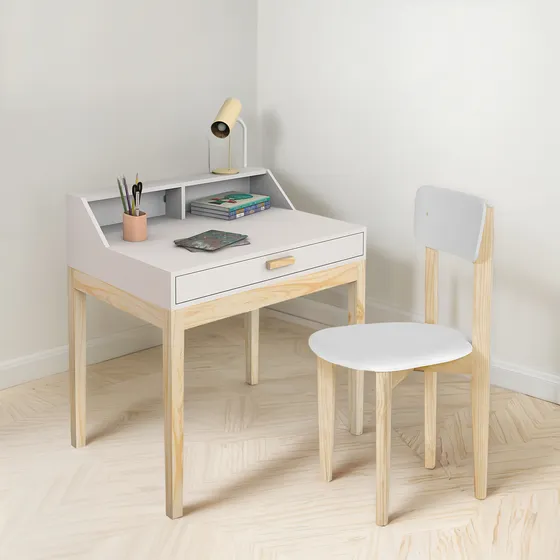 Mesa De Estudo Com Cadeira Infantil Teen Branco