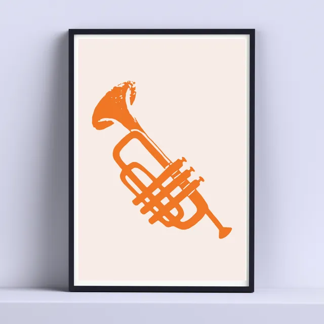 Cuadro Trompeta Ilustracion  Deco 30x40cm Listo P Colgar