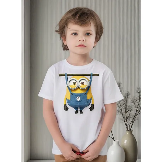 Camiseta Unissex Infantil Minions Desenho Geek