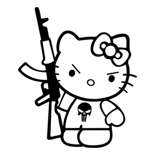 Sticker Punisher Hello Kitty Sticker Vinil Estampado Sticker Punisher Hello Kitty Sticker Vinil Estampado