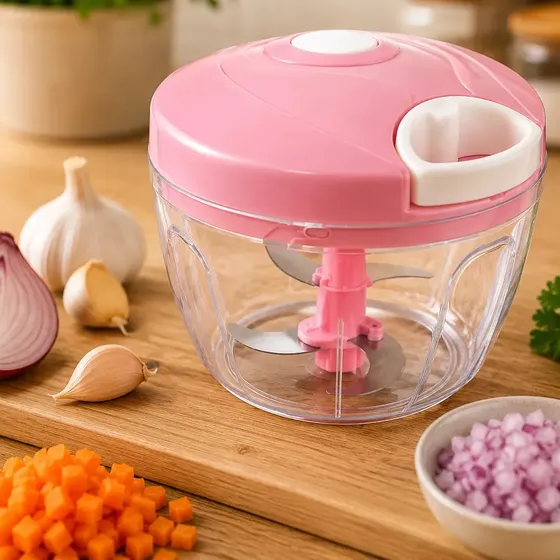 Processador De Alimentos Manual 500 Ml 3 Laminas Triturador