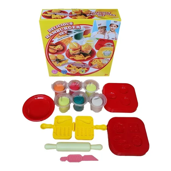Plastilina Dough Color Set Hamburguesa Kit Masas + Moldes 