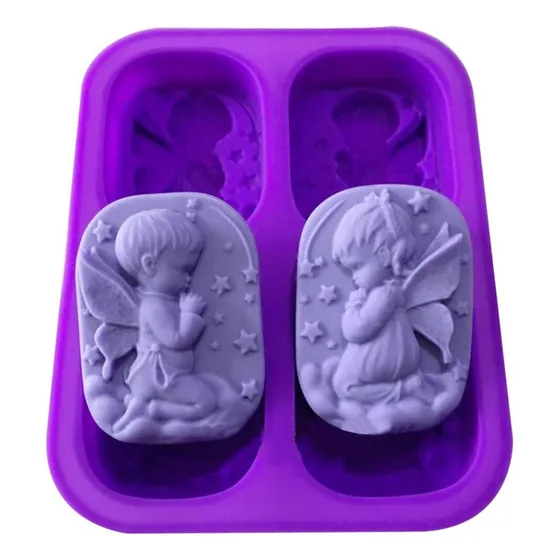 Molde Silicona Jabones Diseño Angeles Reposteria Velas