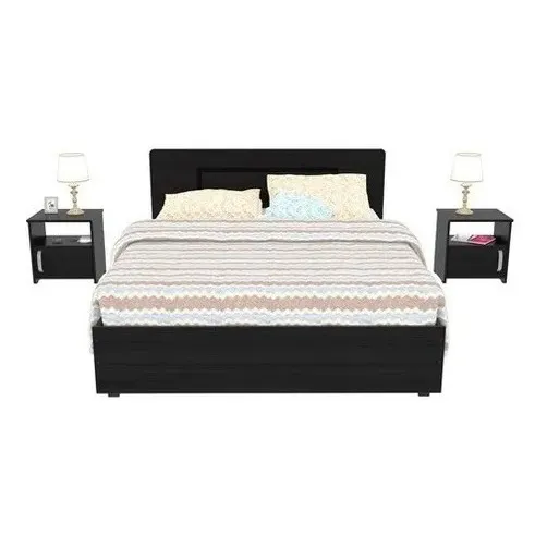  Combo Cama + 2 Mesas De Noche Maderkit
