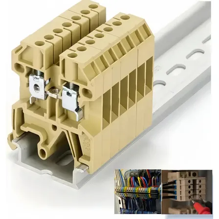 Kit 50 Pcsterminal Borne De Passagem Sak 2.5mm Terminais Cáqui, Para Painéis Elétricos